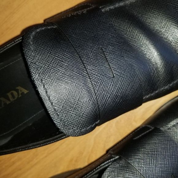 Prada Men's Saffiano Leather Black Loafers 2DC213 Size 11 GC - Picture 5 of 16
